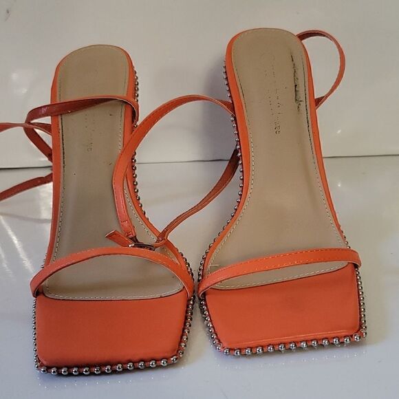 Wild Diva Open Toe Orange Stilettos - Picture 4 of 9